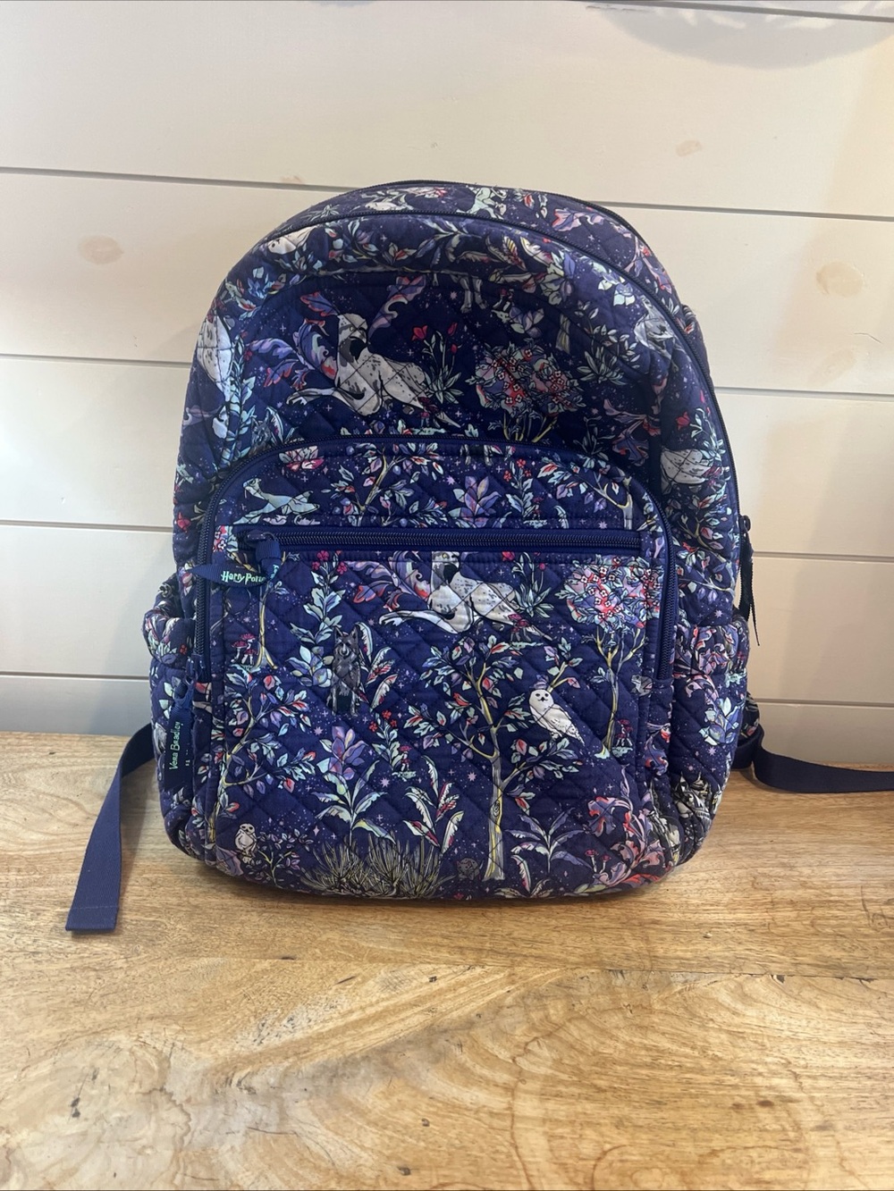 Vera Bradley Harry Potter Hedwig Quilted Floral Zip Backpack Purple Large Clean